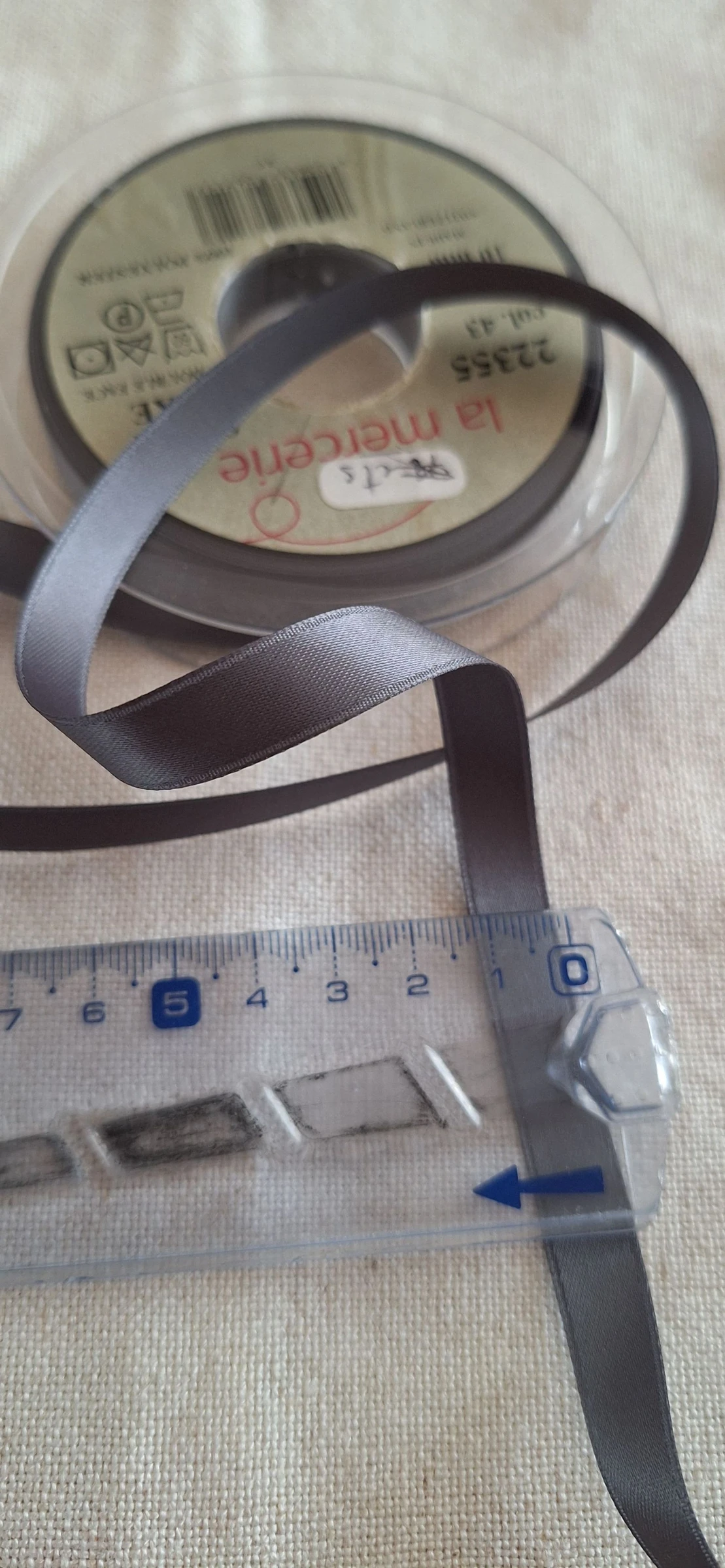 5 mètres de ruban satin 10 mm gris anthracite 